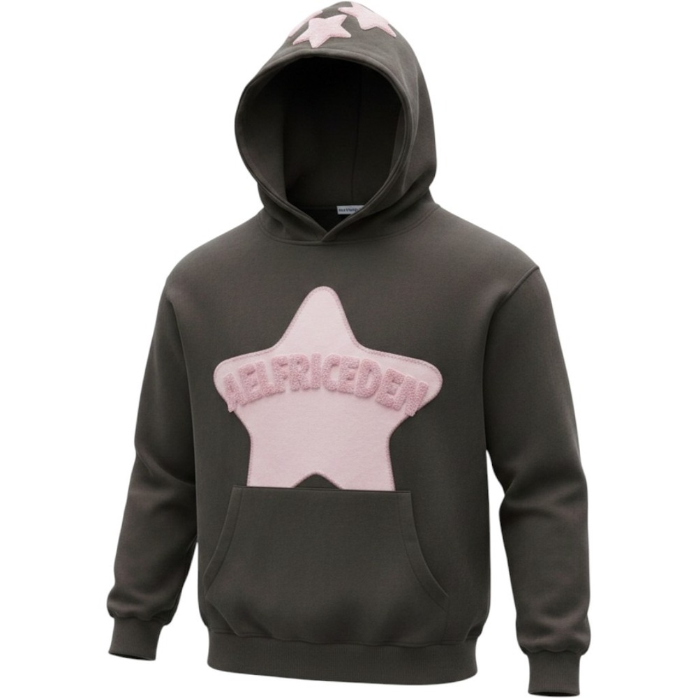 Aelfric Eden Vintage Embroidery Eden Star Hoodie Brown Pink Large NWT Streetwear